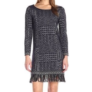 Lucky Brand Womens Black Heather Long Sleeve Sweater Dress